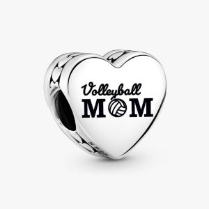 Volleyball Mom Heart Charm Sterling silver