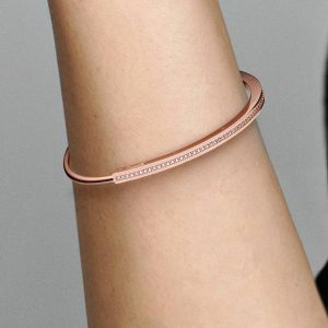 FINAL SALE - Pandora Signature I-D Pav?? Bangle 14k rose gold plating