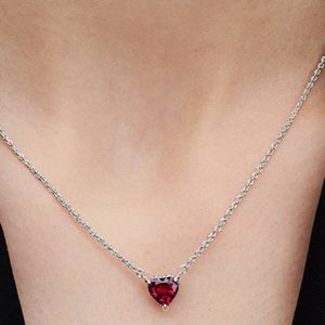 Sparkling Heart Halo Pendant Collier Necklace Sterling silver