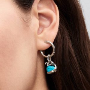 Turquoise-colored Whale Dangle Charm Sterling silver