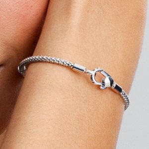Studded Clasp & Chain Bracelet Sterling silver