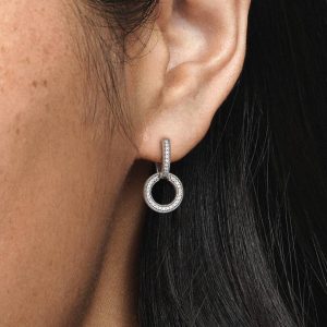 Sparkling Double Hoop Earrings Sterling silver