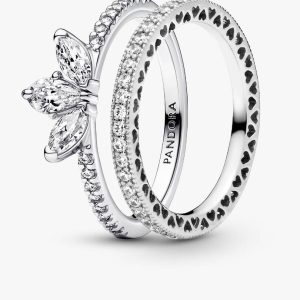 Tear-shaped Tiara Ring Set 2 Quantity