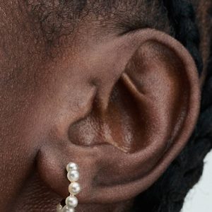 FINAL SALE - Treated Freshwater Cultured Pearls Open Hoop Earrings 14k gold plating