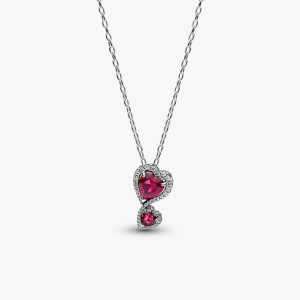 FINAL SALE - Red Halo Hearts Pendant Necklace Sterling silver