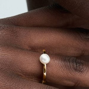 FINAL SALE - Treated Freshwater Cultured Pearl Ring 14k gold plating