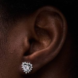 Sparkling Heart Halo Stud Earrings Sterling silver