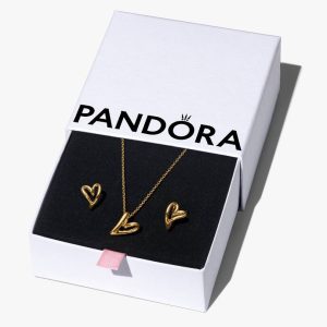 Golden Organic Heart Jewelry Gift Set 14k gold plating