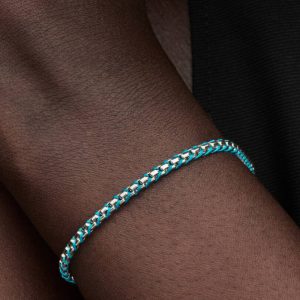 Blue Cord Snake Chain Bracelet Sterling silver