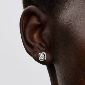 Square Halo Stud Earrings Sterling silver