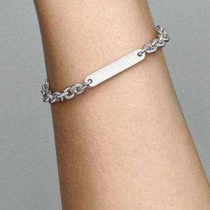 Engravable Bar Link Bracelet Sterling silver