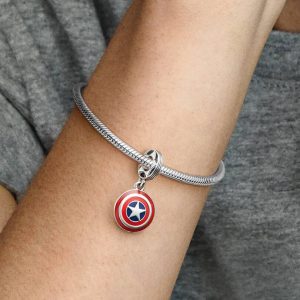 Marvel The Avengers Captain America Shield Dangle Charm Sterling silver