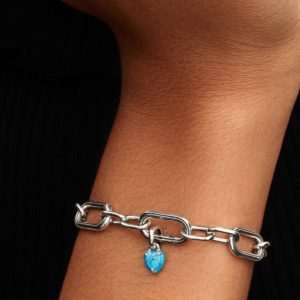 Turquoise-colored Heart Mini Dangle Charm Sterling silver