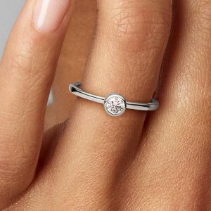 Pandora Era Bezel Sterling Silver Lab-grown Diamond Ring 0.25 ct TW, Sterling silver