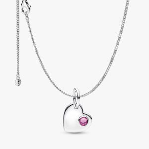 October Birthstone Heart Pendant Necklace 2 Quantity