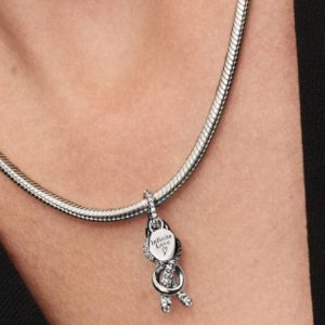 Pav?? Infinity Knot Dangle Charm Sterling silver