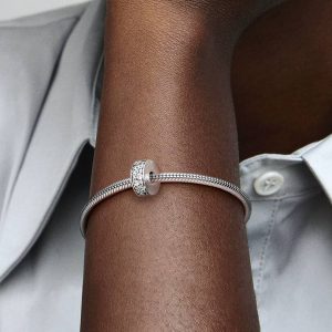 Clear Pav?? Clip Charm Sterling silver