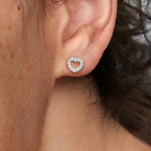 Open Heart Stud Earrings Sterling silver