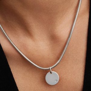 Engravable Lab-Grown Diamond Tag Pendant 0.012 ct TW, Sterling silver