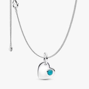December Birthstone Heart Pendant Necklace 2 Quantity