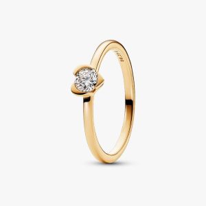 Pandora Talisman 14k Gold Lab-grown Diamond Heart Ring 0.25 ct TW, 14k gold