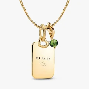 August Engravable Dangle Charm Necklace Set 3 Quantity