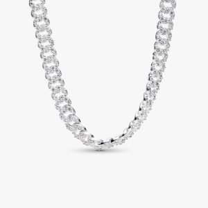 Pav?? Cuban Chain Necklace Sterling silver