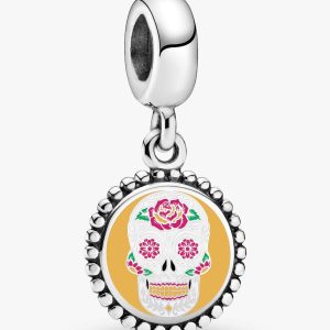 Sugar Skull Dangle Charm Sterling silver