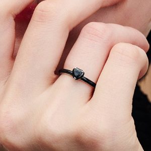 Pandora ME Black Chakra Heart Ring Sterling silver