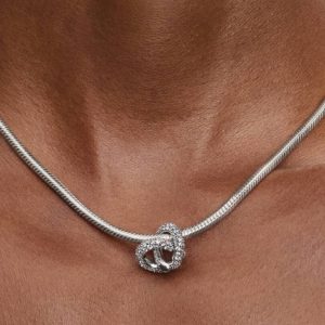 FINAL SALE - Pav?? Infinity Knot Heart Charm Sterling silver