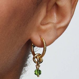 Faceted Spring Green Eternity Circle Dangle Charm 14k gold plating