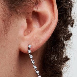 FINAL SALE - Sparkling Eight Stones Drop Earrings Sterling silver