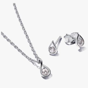 Pandora Infinite Lab-grown Diamond Jewelry Gift Set, Sterling Silver 2 Quantity