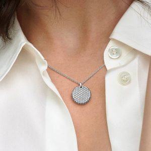 FINAL SALE - Pandora Timeless Pav?? Round Pendant Necklace Sterling silver