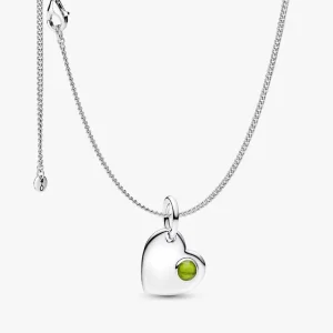 August Birthstone Heart Pendant Necklace 2 Quantity