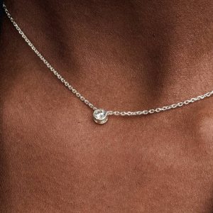 Pandora Era Bezel Sterling Silver Lab-grown Diamond Pendant Necklace 0.15 ct TW, Sterling silver