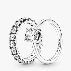 Light As Air Solitaire Stacking Ring Set 2 Quantity