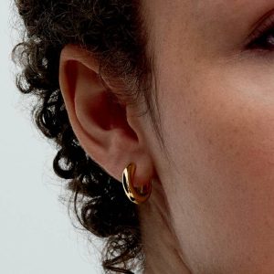 Round Open Hoop Earrings 14k gold plating