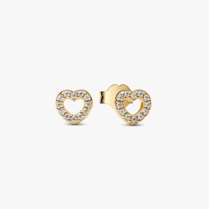 Open Heart Stud Earrings 14k gold plating
