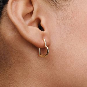Asymmetrical Heart Hoop Earrings 14k gold plating