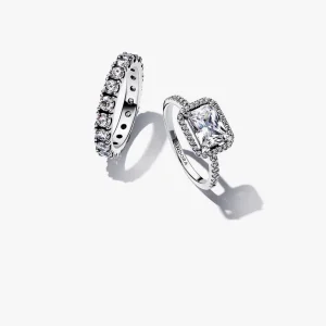 Sparkling Halo Ring Set 2 Quantity