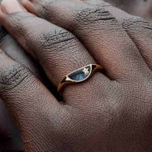 Pandora ME Halved Enamel Signet Ring 14k gold plating