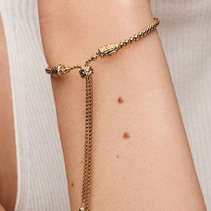 Studded Chain Slider Bracelet 14k gold plating