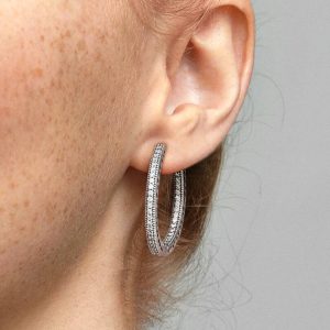 Sparkle and Hearts Hoop Earrings Sterling silver