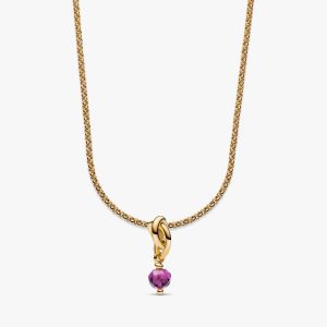 February Eternity Circle Dangle Charm Necklace Set 2 Quantity