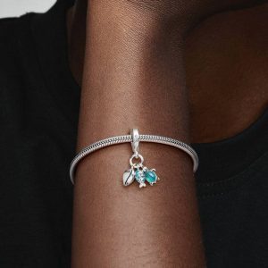 Fish, Sea Turtle & Conch Triple Dangle Charm Sterling silver