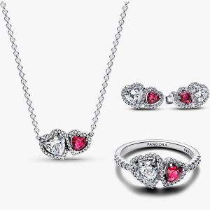 Sterling Silver Halo Hearts Gift Set 3 Quantity