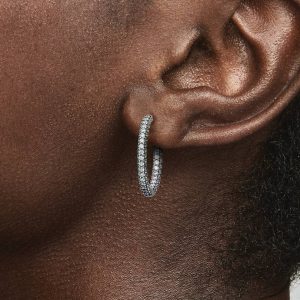 FINAL SALE - Pandora Timeless Pav?? Single-row Hoop Earrings Sterling silver