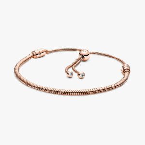 Pandora Moments Snake Chain Slider Bracelet 14k rose gold plating