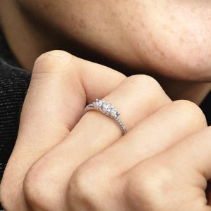 Clear Three-Stone Ring Sterling silver